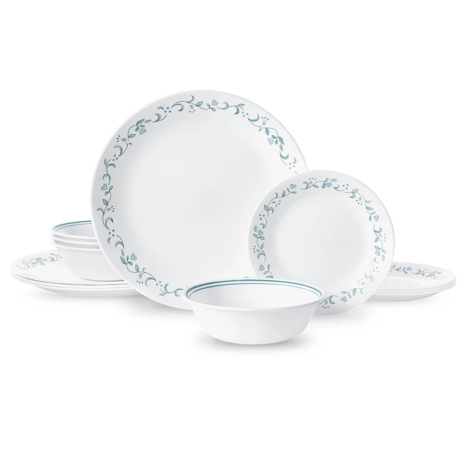 Country Cottage 12-Piece Glass Dinnerware Set