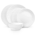 18pc Vitrelle Embossed Bella Faenza Dinnerware Set White: Floral